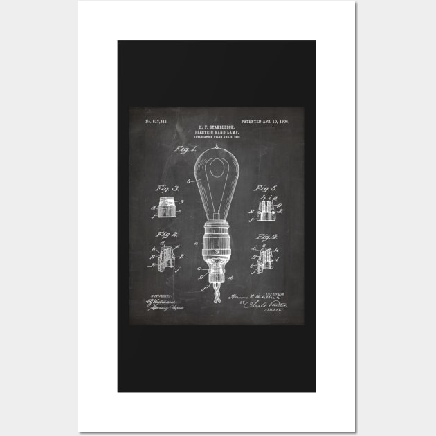 Light Bulb Patent - Industrial Design Architectural Décor Art - Black Chalkboard Wall Art by patentpress